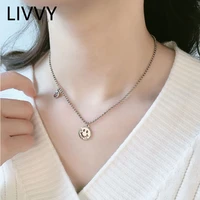 livvy silver color smile face fashion words shape necklace for women hot sale round jewelry accessories