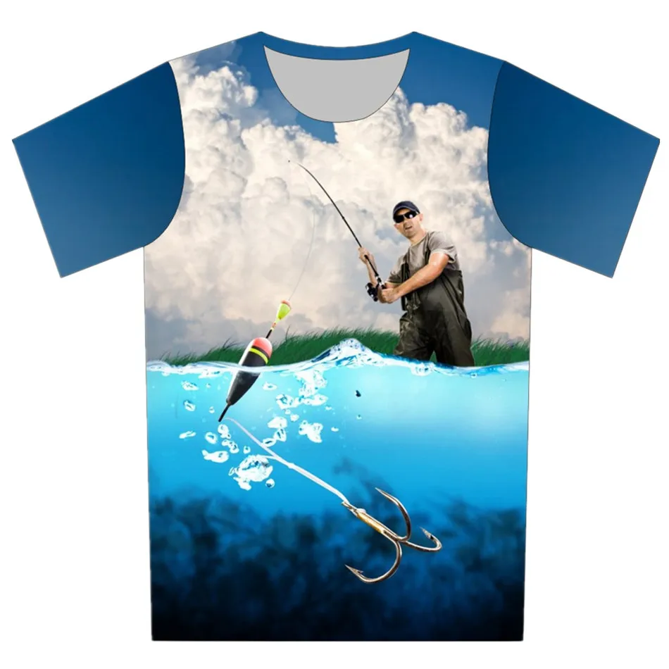 Women/Men Fashion 3D T-shirt Luxury Cruise Ship Fishing Blue Sky Sea Ship's Anchor Brand Design T shirt Boys Girls Tshirt Tops | Женская
