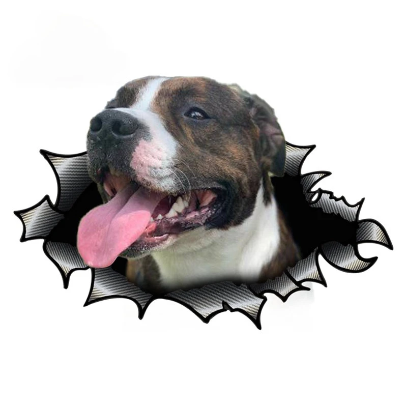 

Staffy Car Sticker Torn Metal Decal Reflective Stickers Window Trunk Decoration Pet Dog Lover Decals13cm x 8.7cm