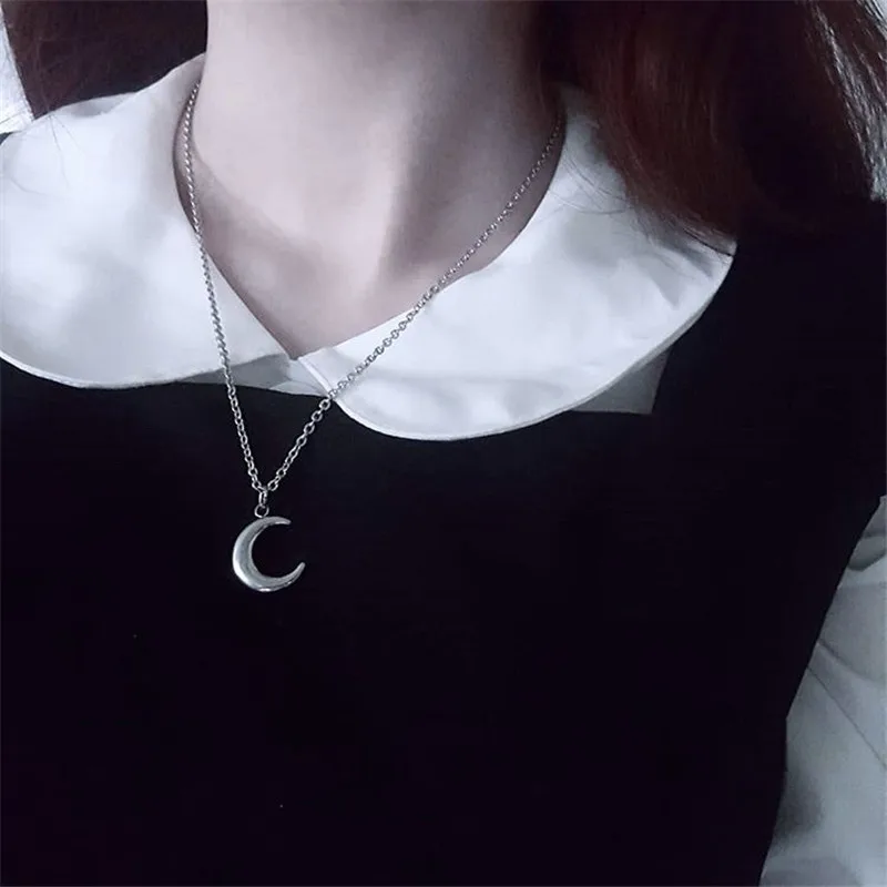 Kpop винтажное металлическое ожерелье в стиле Харадзюку с подвеской виде Луны для