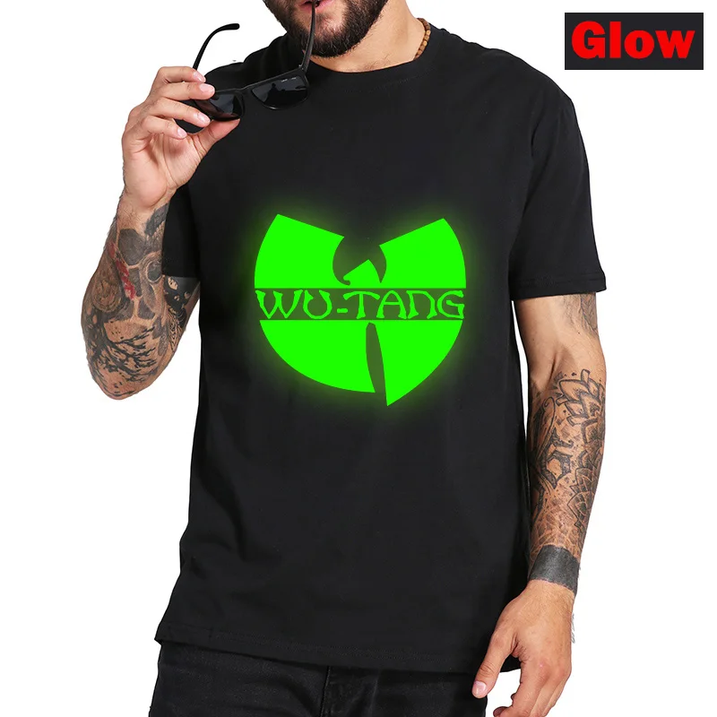 Светящаяся летняя футболка черная забавная Футболка с принтом Wu tang персональная