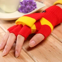 winter warm wool gloves knitted flip fingerless for women exposed finger thick gloves without fingers mittens glove
