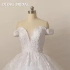 Кружевное бальное платье с блестками; Свадебное платье с открытыми плечами; Свадебное платье
