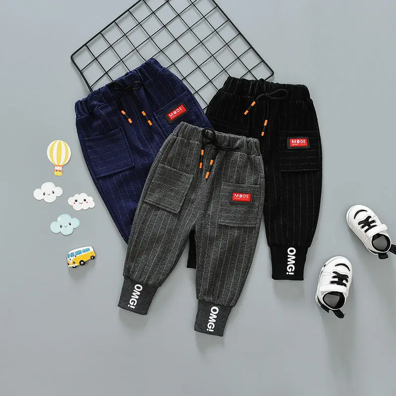 

Boys Girls Pants Plain Elastic Waist for Kids Clothes Cotton Solid Pocket Children Clothing Spring Autumn Mudkingdom Corduro