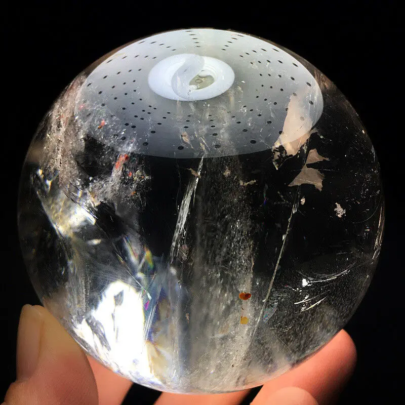 

76mm Rainbow NATURAL CLEAR QUARTZ CRYSTAL SPHERE BALL HEALING GEMSTON+stand