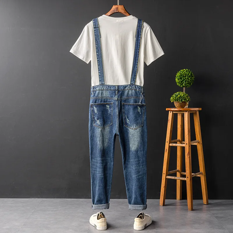 Mens Fashion Suspender Bib Cargo Pants Pockets 2020 Men's Hip Hip Denim Jumpsuit Men big Size Ripped Jeans Overalls Rompers 5XL