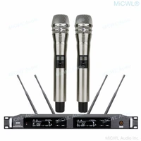 uhf 300 channel true diversity digital wireless microphone system ad4d 2 ksm8 handheld stage concert karaoke mics silver