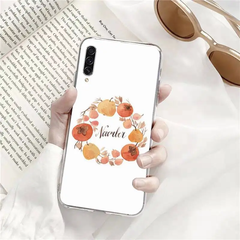 

Pumpkin Autumn leaf Flowers Phone Transparent for Samsung s9 s10 s20 Huawei honor P20 P30 P40 xiaomi note mi 8 9 pro lite plus