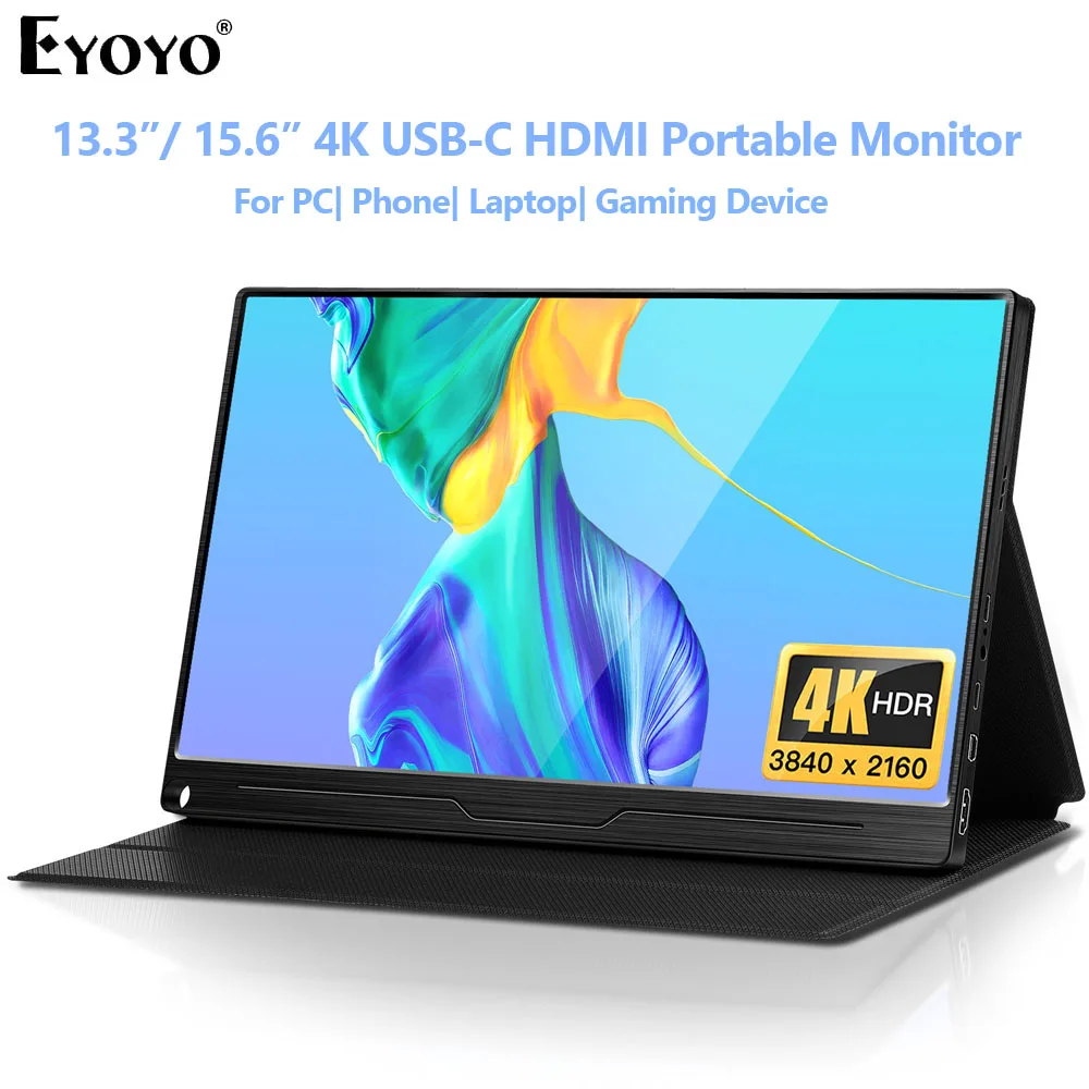 저렴한 Eyoyo-모니터 초박형 휴대용 스크린 12.5인치 13.3인치 15.6인치, USB C타입 HDMI DP 1080P 4K 스위치 PS4 XBOX 노트북 휴대폰 전용