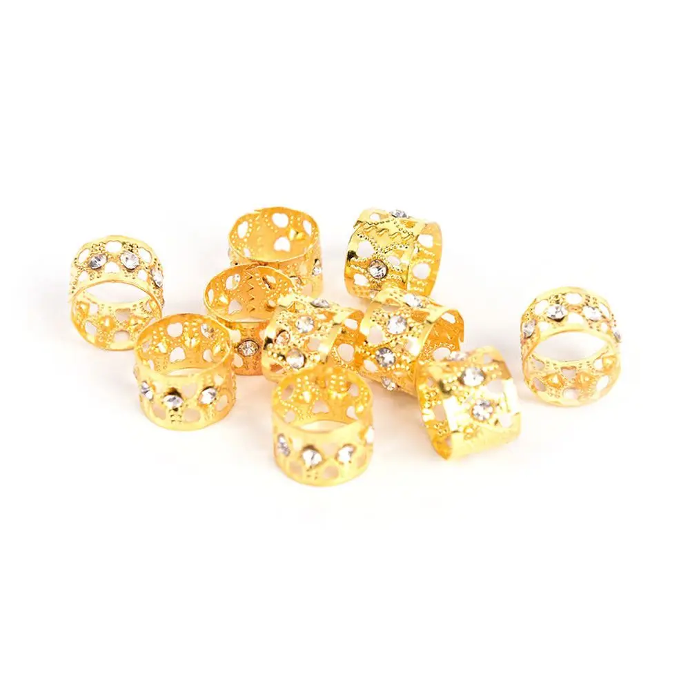 Бусины дреды для волос регулируемые серебристые золотистые 10 шт. | Красота и