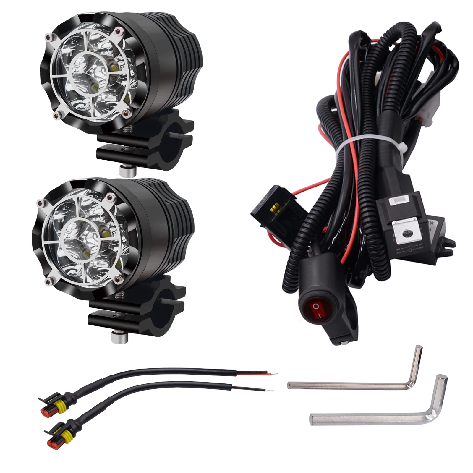 

2pcs Motorcycle Headlight 6500K 5500LM Front Spotlight Waterproof Frog Light for Outdoor Motorcycle Electric Tricycle Vehicles