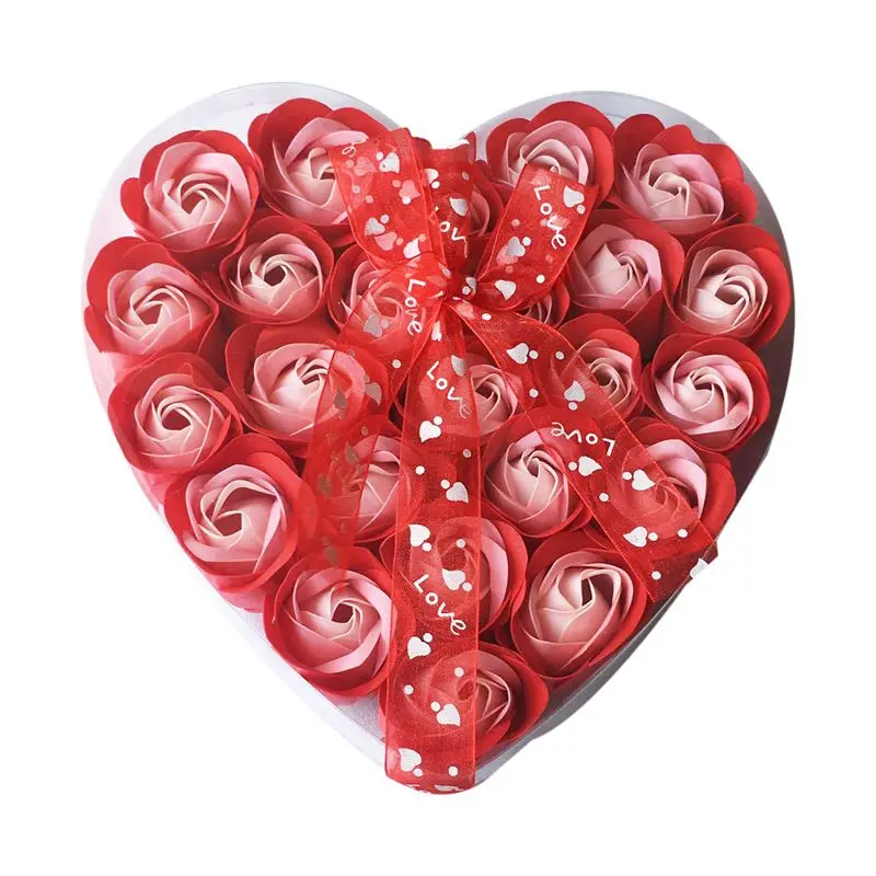 

Прекрасный набор из 24 штук, Роза красная свеча для ванной мыло в виде лепестков роз в сердце подарочная коробка (красный)