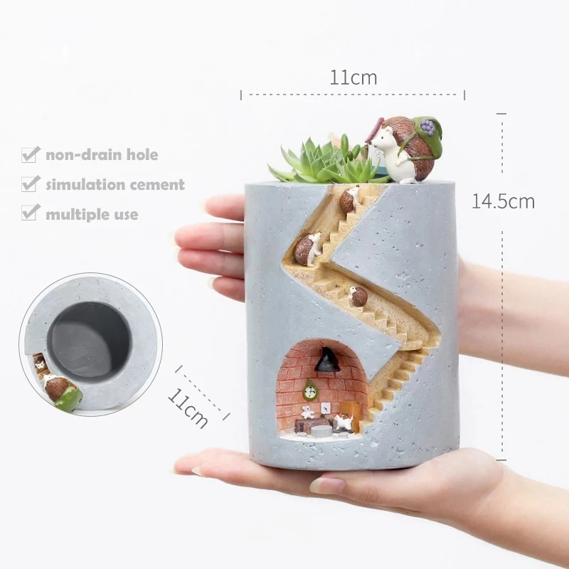 

Creative Animal Resin Flowerpot Succulents Planter Water Planting Container Cute Rabbit Hedgehog Decor Pot Desktop Ornament