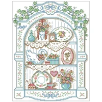 small flower cabinet patterns counted cross stitch 11ct 14ct 18ct diy chinese cross stitch kits embroidery needlework sets