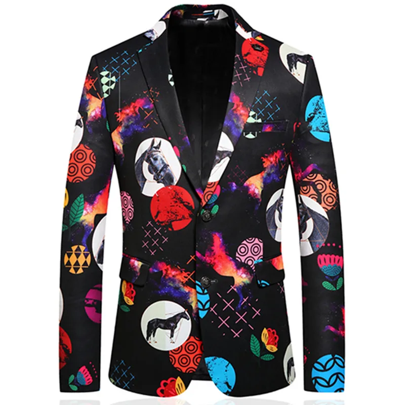 

Men pattern suit blazer coat Chinese style floral turn down collar male prom dress flower dress coat