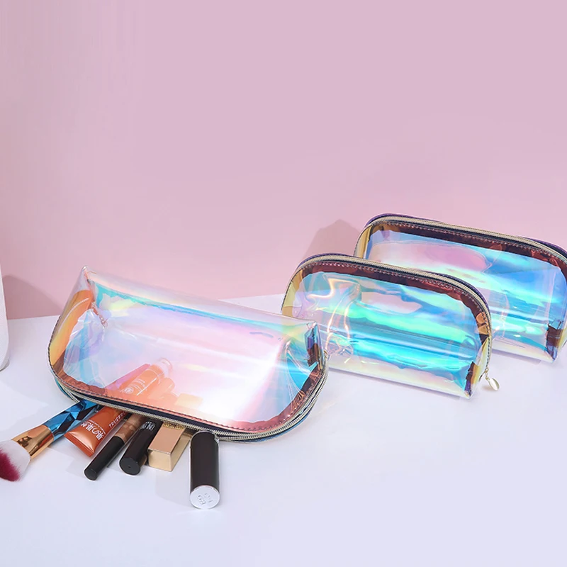 

Jelly PVC Transparent Cosmetic Bag Waterproof Beauty Makeup Pouch Travel necessaire Toiletry Wash Stuff Tool Organizer Accessory