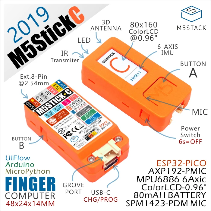 IoT Новинка года! Встречайте- M5StickC с ESP32 и цветным дисплеем