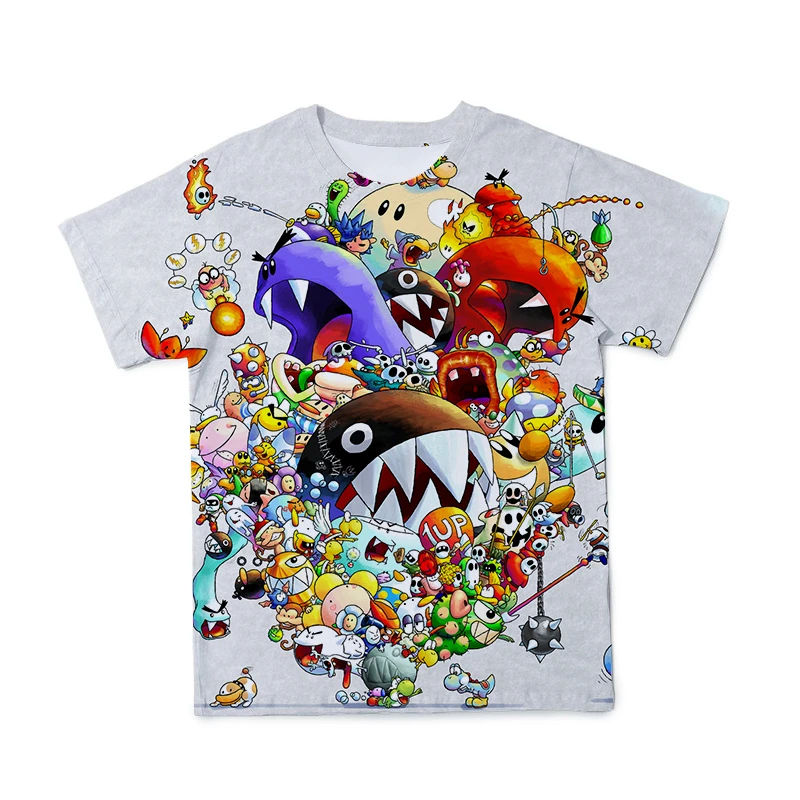 

2021 New Summer 3d Printed T-shirt Casual Short-sleeved Mario Super Fashion T-shirt Funny Anime Hip-hop Kids Top
