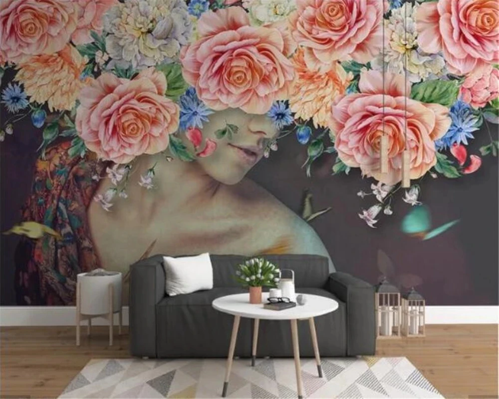 Пользовательское фото 3D простой ручная роспись акварель красота Роза цветок фон