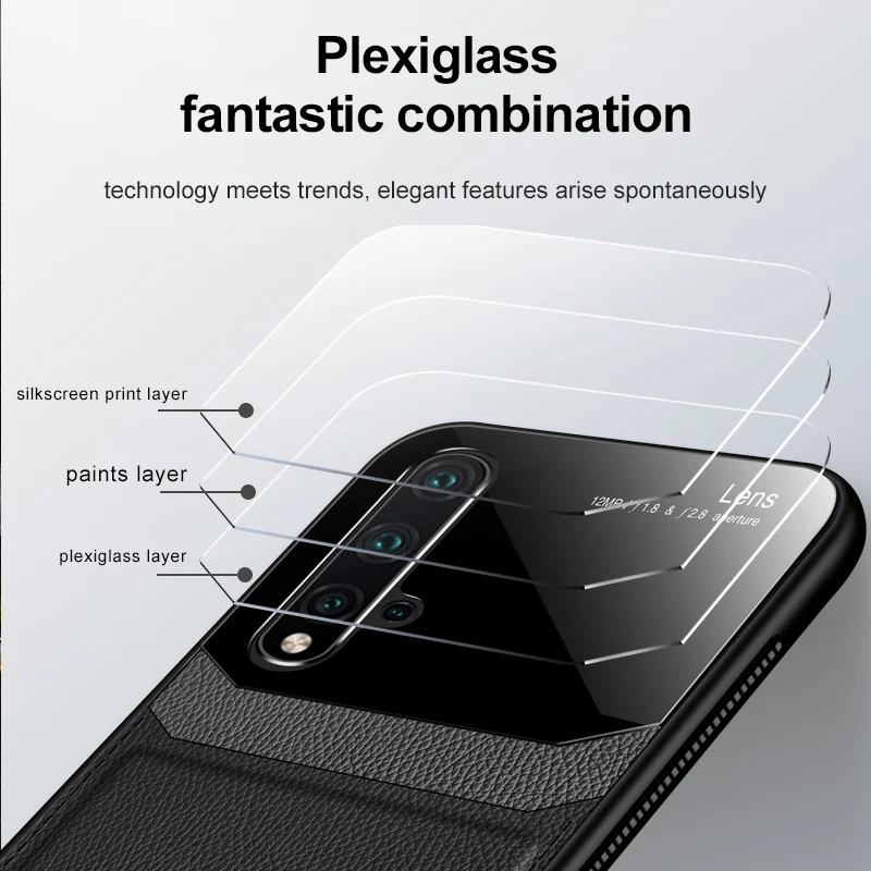 

Phone Case for Huawei Nova 5i Pro Case Fashion Organic PC Grained Leather Skin-pattern Cover for Huawei Nova 5 Nova5 Case Funda