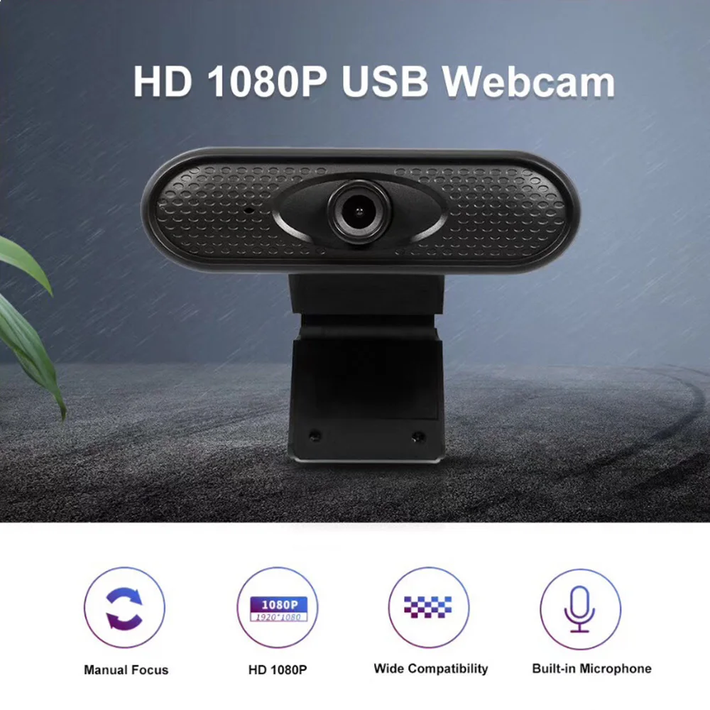 

Веб-камера 1080P Full HD, USB веб-камера с видео и встроенным стерео-микрофон для настольного компьютера или ноутбука