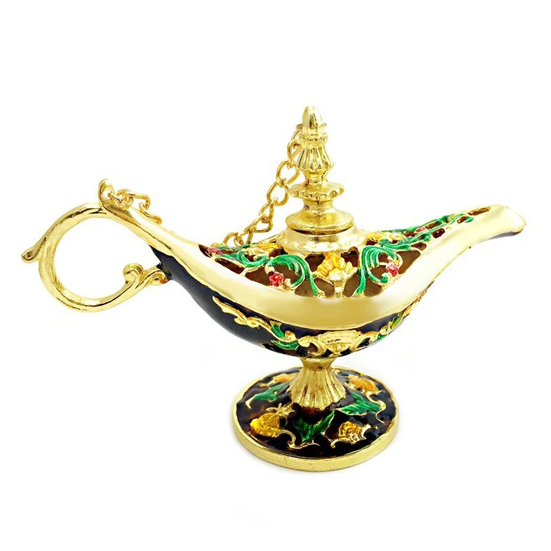 Ближний Восток Aladin лампа Статуэтка шкатулка для бижутерии арабские украшения дома аксессуары Позолоченные эмалированные металлические лампы орнамент