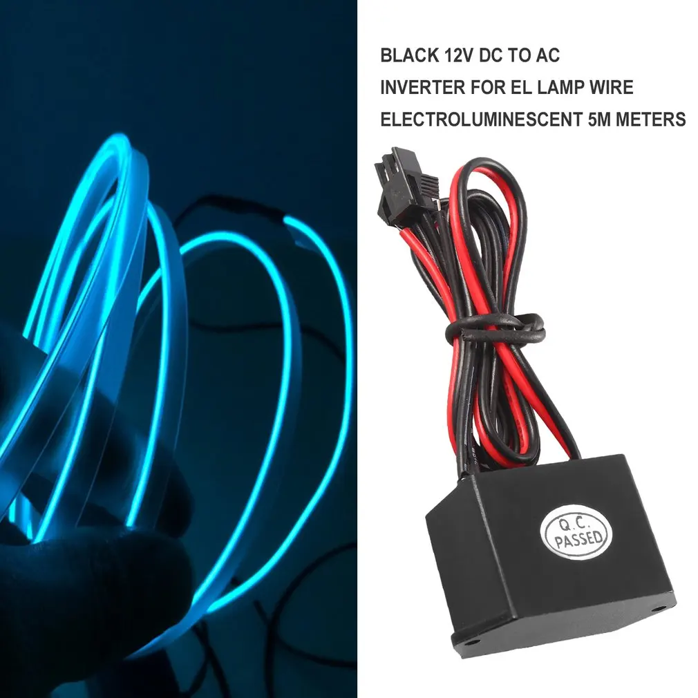 

Black 12v power supply DC to AC Inverter for EL Lamp Wire Electroluminescent 5M Meters led driver volt led