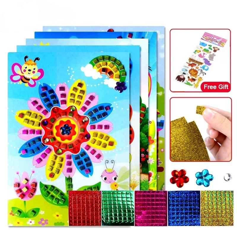 

4Pcs 3D Crystal Acrylic Puzzle DIY Foam EVA Stickers Handmade Art Cartoon Creative Educational Toys For Children GYH