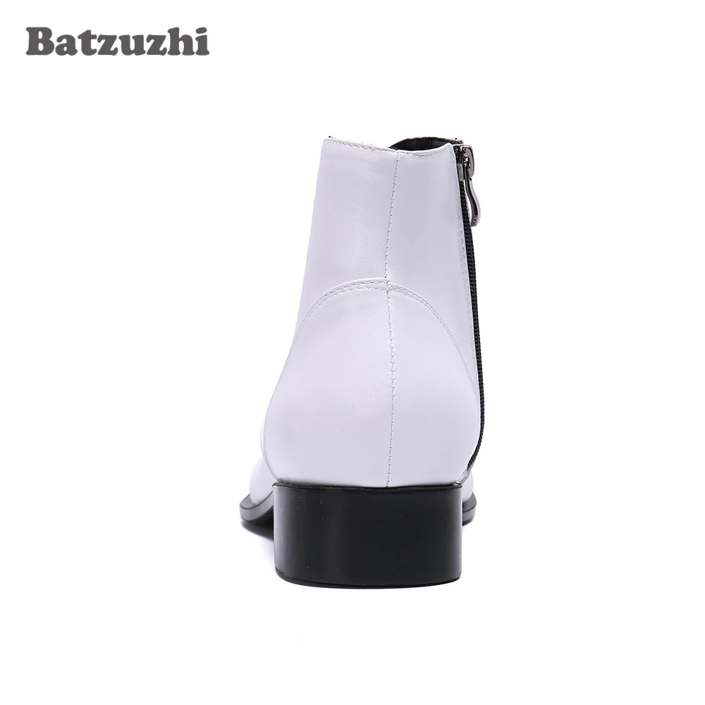 Мужские ботильоны Batzuzhi из натуральной кожи белые свадебные модельные ботинки с