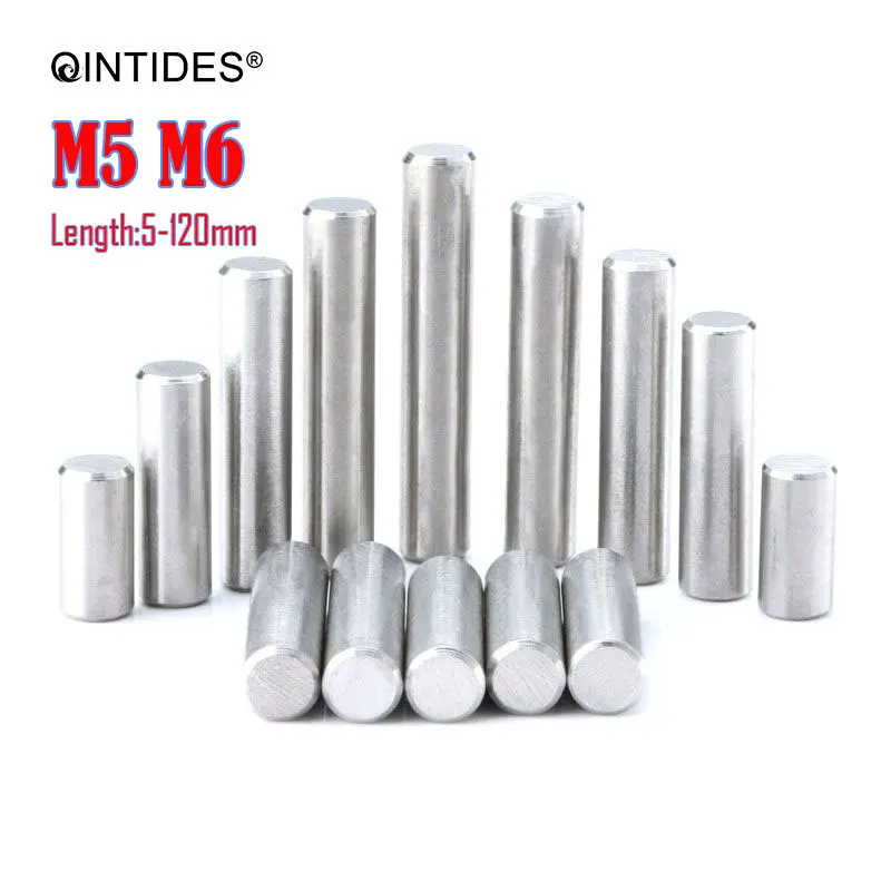 

QINTIDES 20/500Pcs M5 M6 Length: 5-100mm Parallel Pins Stainless Steel High Precision Cylindrical Pin GB119 Length5-120mm