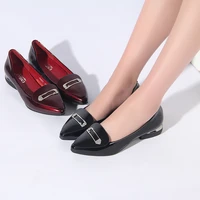 genuine leather shoes women heel middle high quality springautumn real leather designer party dress