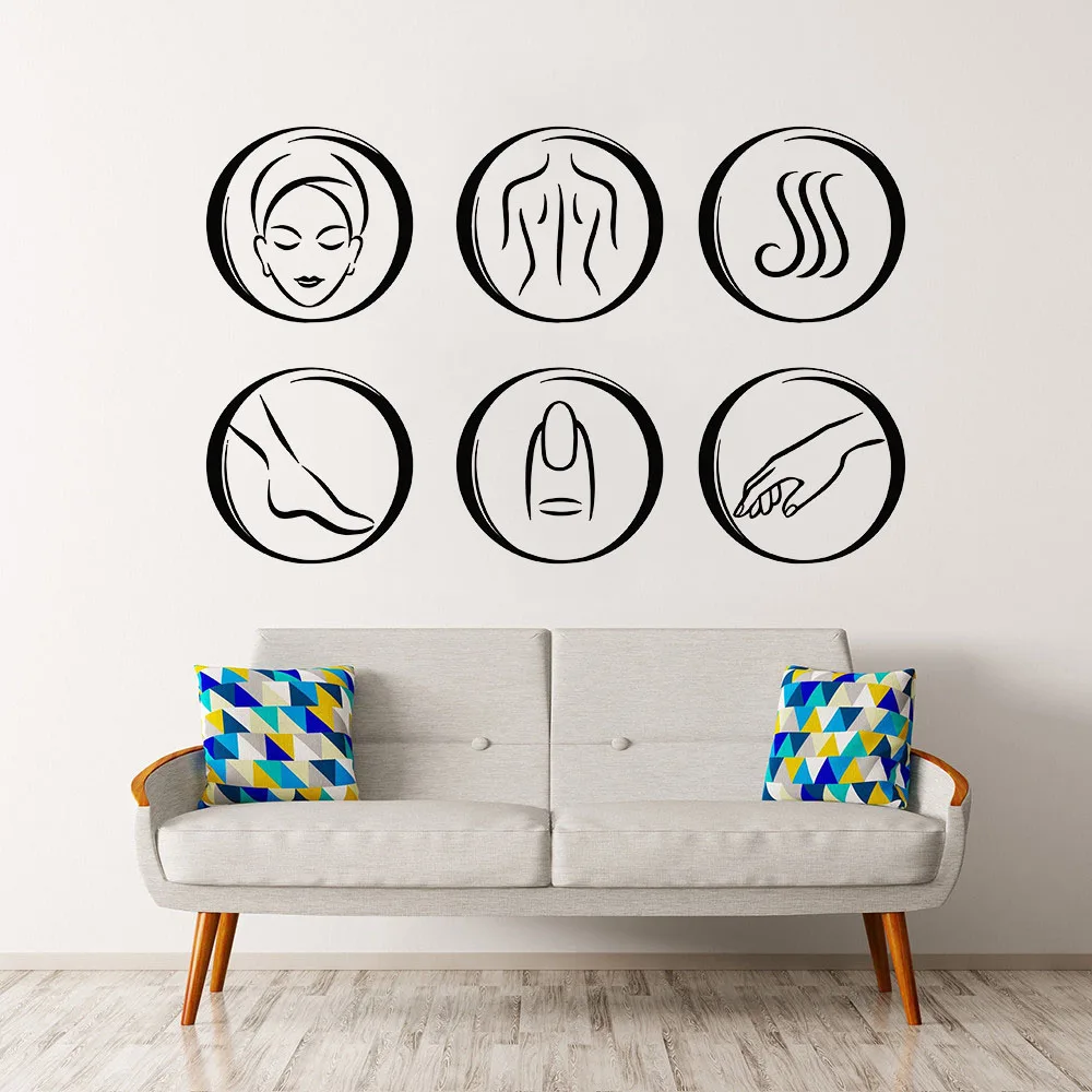 

Care and Beauty Spa Salon Massage Bath Relax Vinyl Wall Decal Home Decor Living Room Art Mural Removable Wall Stickers