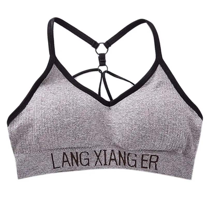 Womens Halter Sexy V-Neck Push Up Underwear Bra Seamless Wire Free Letters Bralette Parachute Beauty Back Sports Crop Top Vest