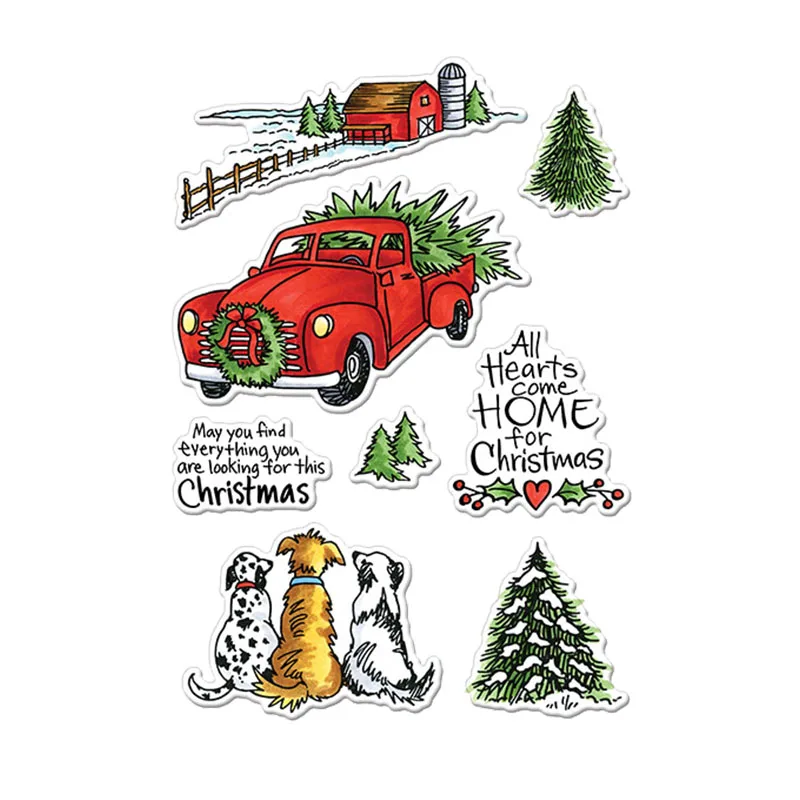 Все сердца возвращаются домой на Рождество прозрачные штампы Рождественская