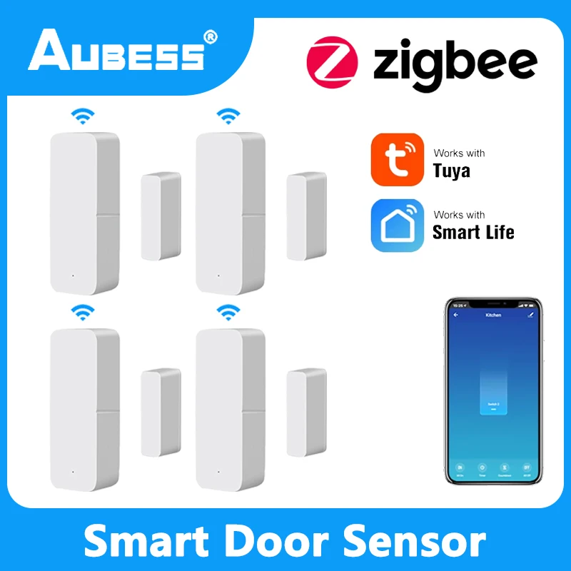 

Aubess Zigbee Smart Door Sensor Door Opening Detectors Smart Home Security Protection Alert Loud Alarm System For Tuya Smartlife