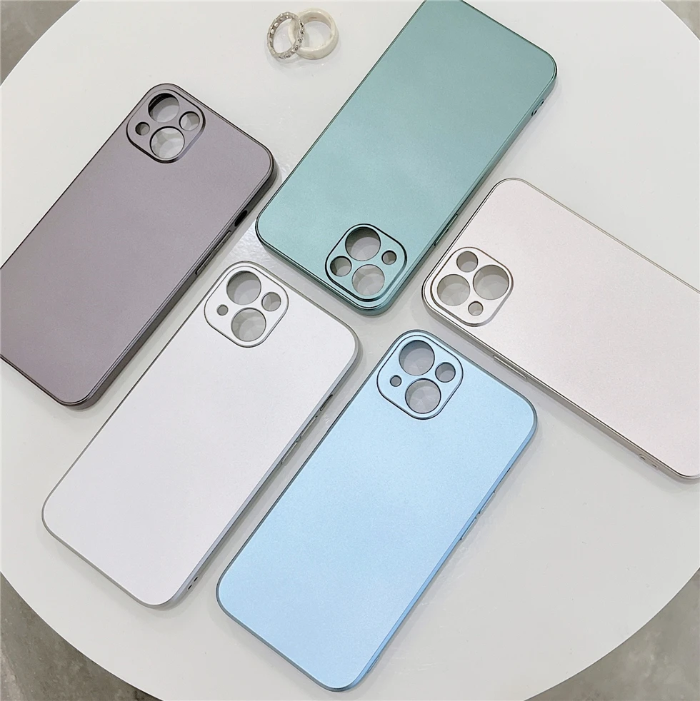 

Luxury Matte Plating Silver Blue Gold Phone Case for iPhone 14 13 12 Mini 11 Pro XS Max XR X 7 8 Plus SE20 Soft Back Cover Coque