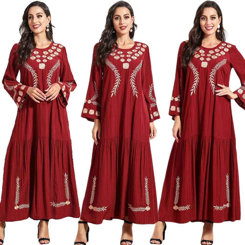 

Bangladesh Kaftan Moroccan Caftan Dubai Abaya Women Long Maxi Dress Embroidery Jilbab Turkish Gown Islamic Clothing Eid Ramadan