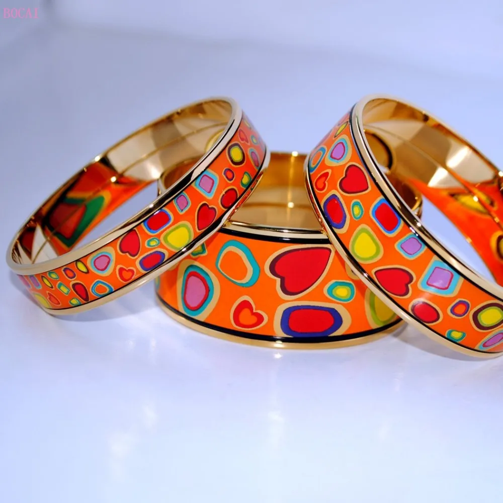 Женский эмалированный браслет BOCAI из перегородчатой эмали с красочными камнями