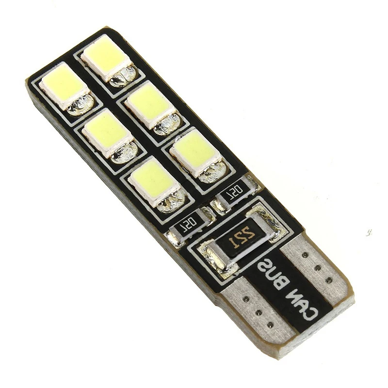 

2 шт. CanBus T10 светодиодный 2835 12 SMD W5W 194 168 автомобильное Внутреннее освещение светильник свет, номерной знак, задсветильник свет, белый