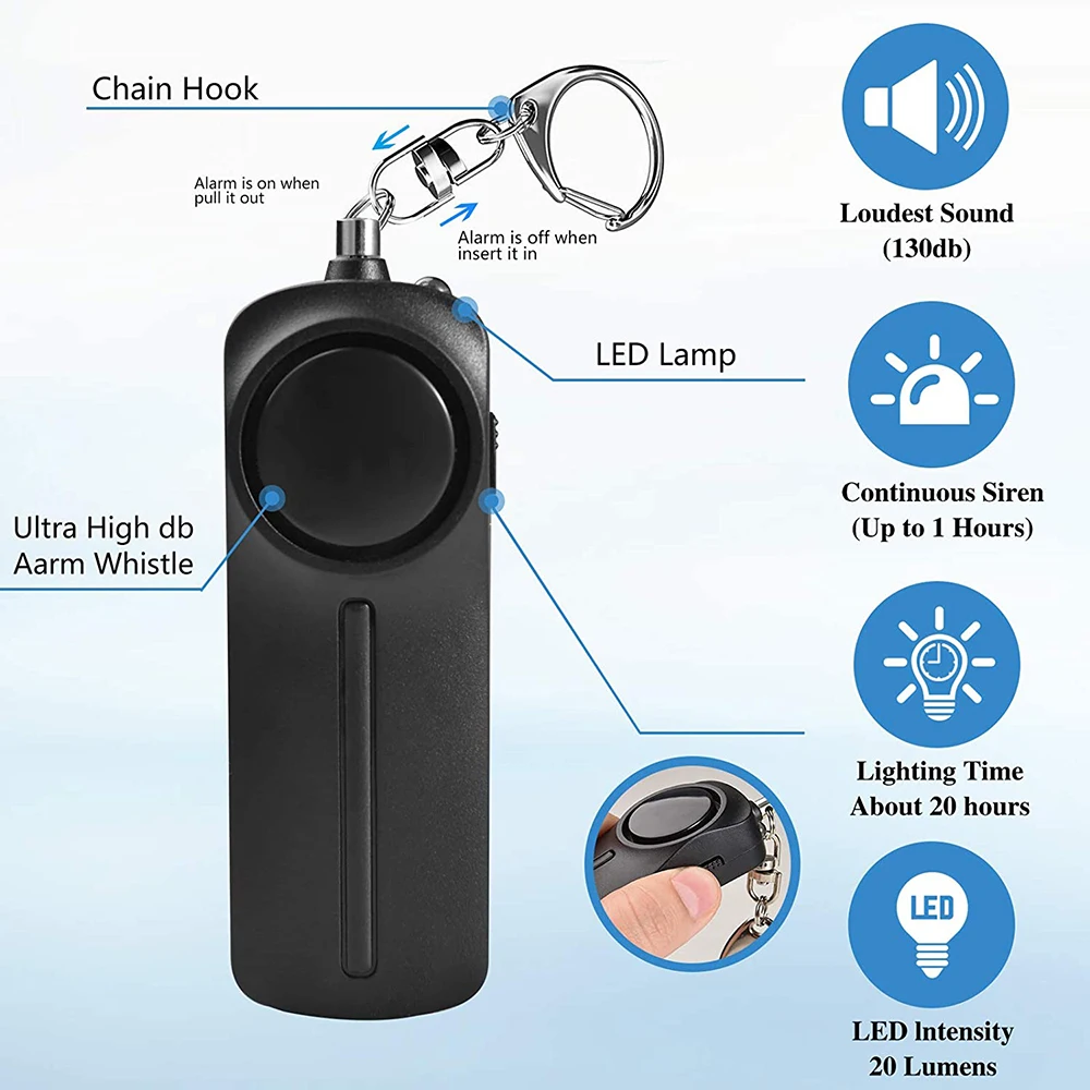 Self Defense Alarm Keychain Emergency Security Personal Protection Devices for Multicolor Women Girl Kid Elderly with LED Flashl images - 6