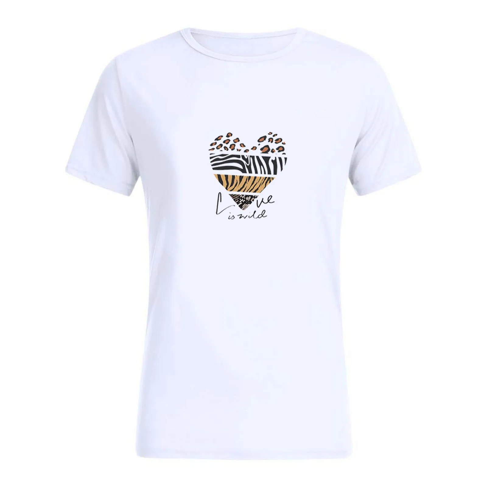 

King Queen Couples T Shirt Leopard Heart Print Couple Tshirt Summer Fashion Woman T-shirt Casual O-Neck Tops Lovers Tee Shirt