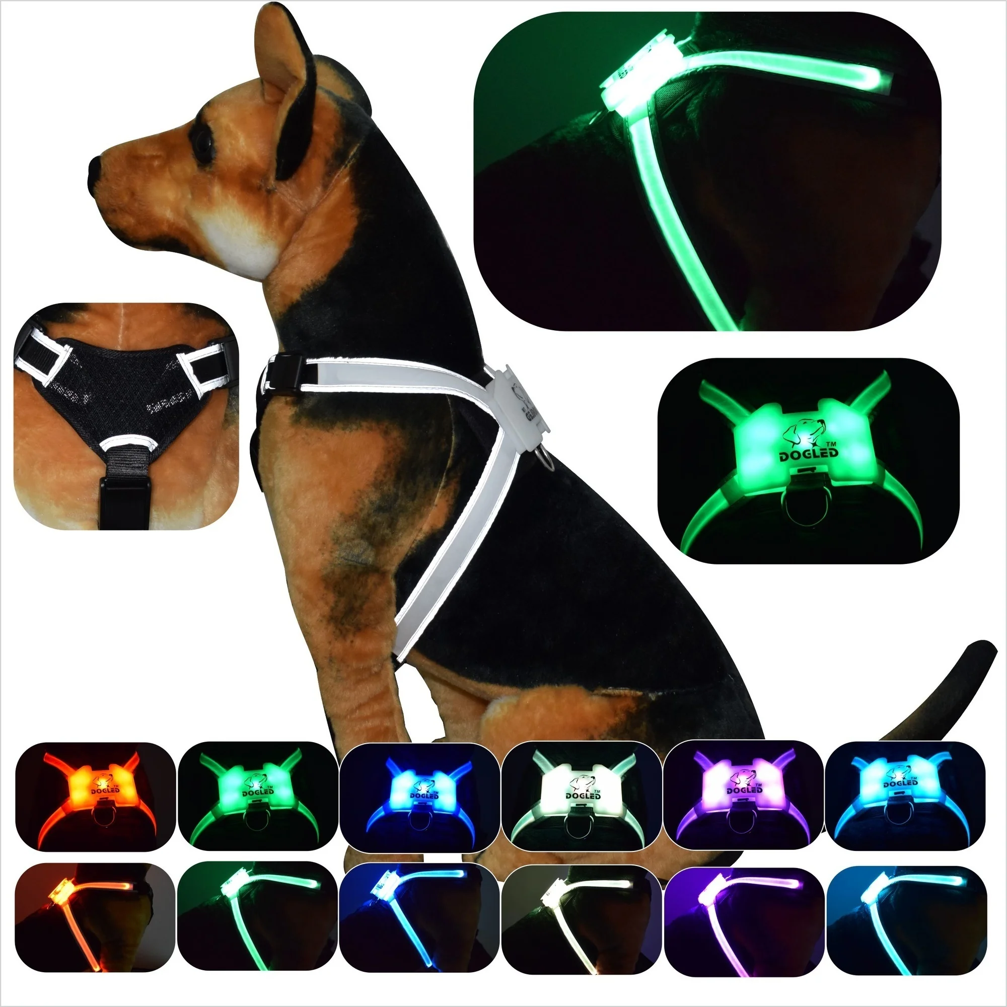 

multicolor CC Hot Simon Selling Dog Leashes Harness & Collars USB rechargeable