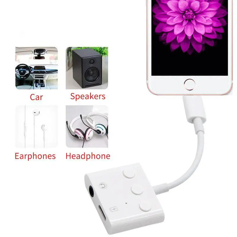 

2-in-1 3.5mm Jack Audio Adapter Charger for Iphone Earphone Headphones Connector fast charging Compatible with IOS