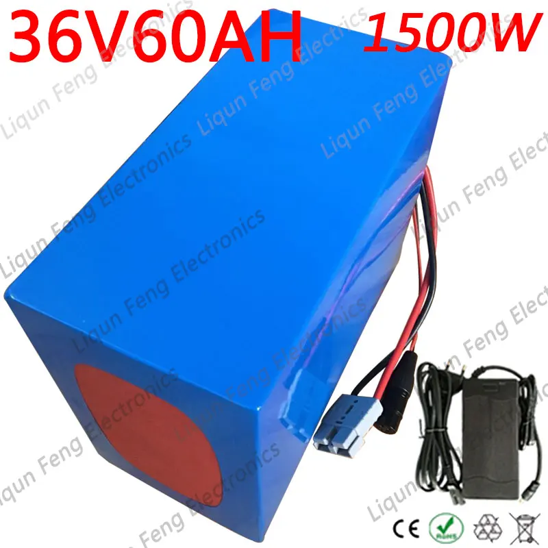 36v 1500w батарея 60ah Электрический велосипед комплект литий ионный батарей с 50A BMS + 42V