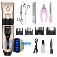 dog grooming clipper kit usb professional rechargeable low noise pets hair trimmer display battery electric shear