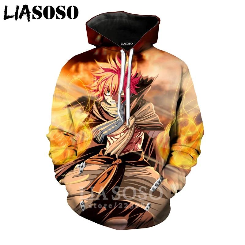 LIASOSO толстовка с хвостом Феи для мужчин и женщин Модный 3D принт аниме Нацу