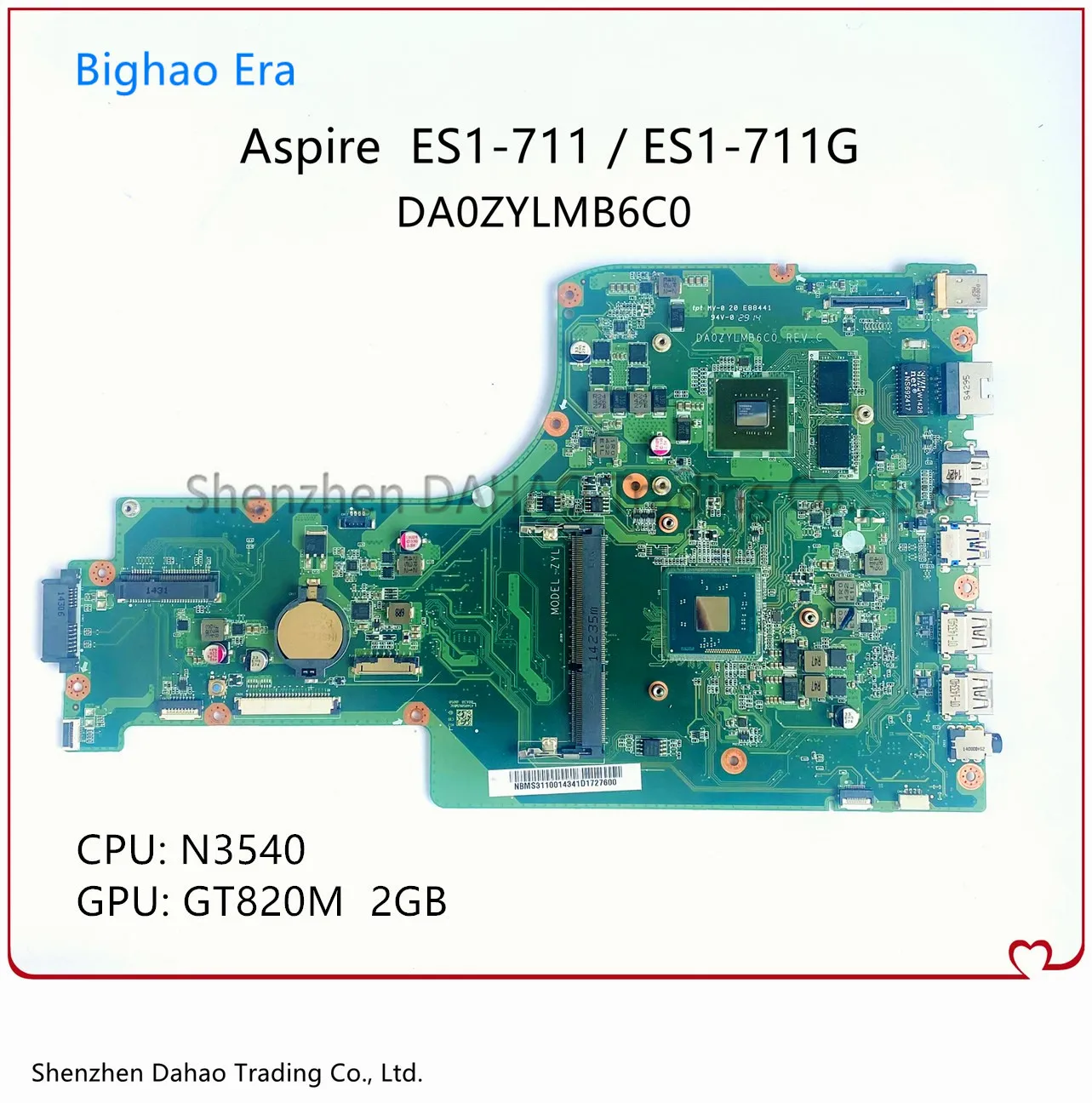 

NBMS311001 NB.MS311.001 для ACER Aspire ES1-711 ES1-711G Материнская плата ноутбука DA0ZYLMB6C0 с N3540 CPU GT820M 2G-GPU 100% протестирована