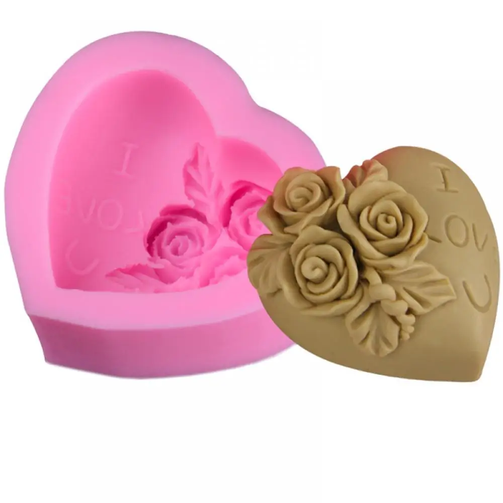 3D силиконовые формы для торта форма в форме сердца роза цветок шоколад формочки