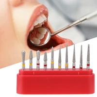 10pcsset dental diamond burs drill kits fg1 6mm with durable storage box teeth porcelain oral dentist polish tools accessories
