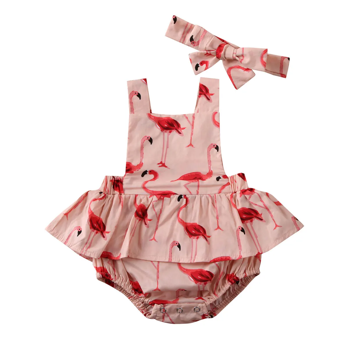 

2020 Summer Baby Bodysuit Newborn Baby Girl Clothes Flamingo Print Body Suit Playuist Tutu Dress Bodysuits Headband Outfit 0-24M